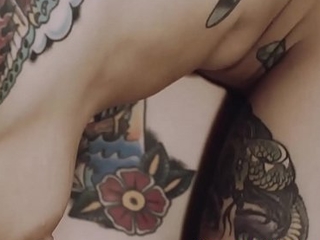 Beautiful Stoya feasts on tattooed lesbians wet pussy