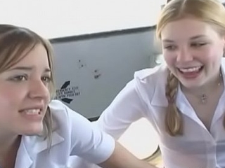 Diminutive titted schoolgirl gives wet blowjob and rails dick